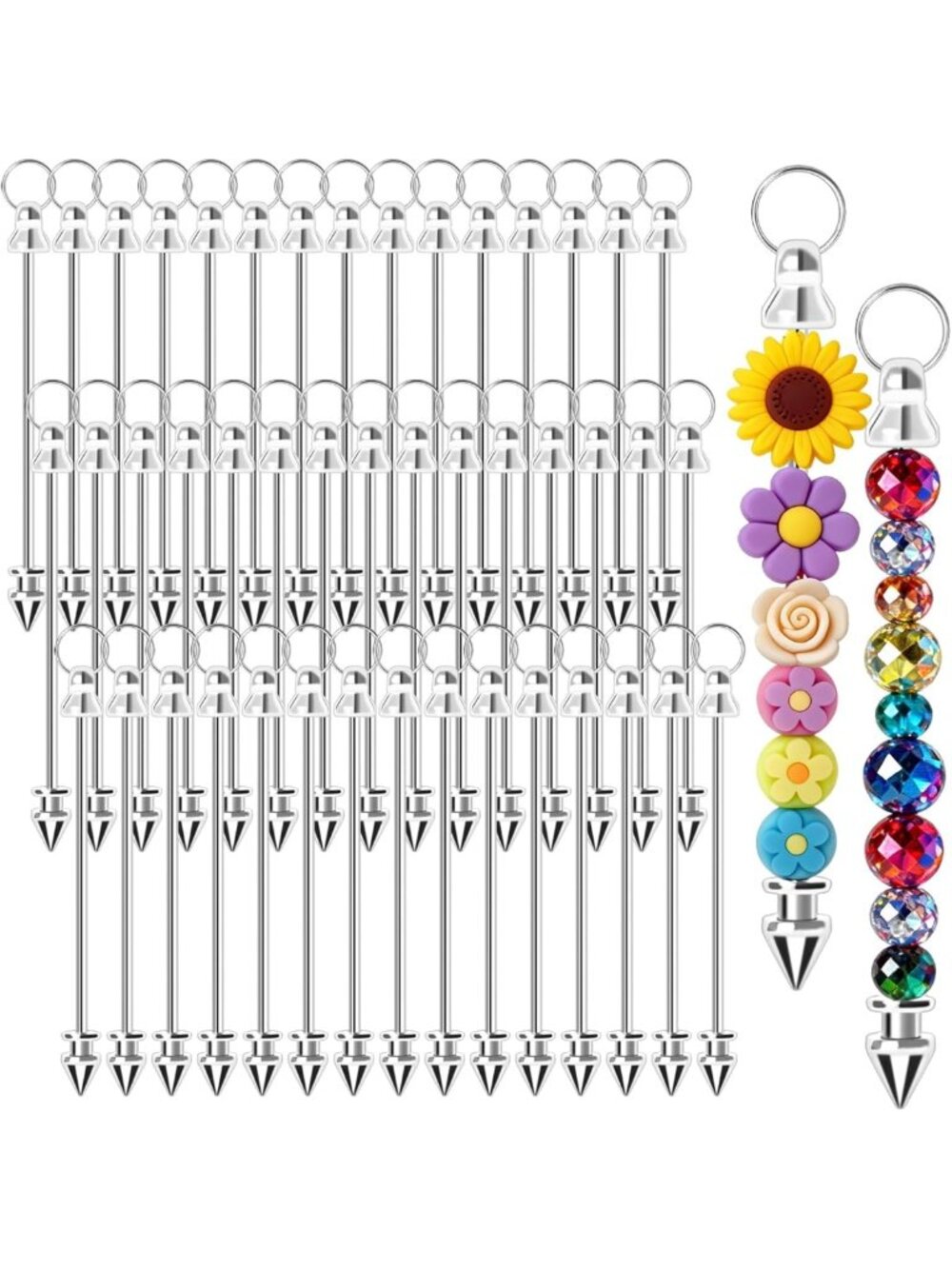DIY Beadable Keychains - 50 Pack Blank Keychain Bars for Crafting